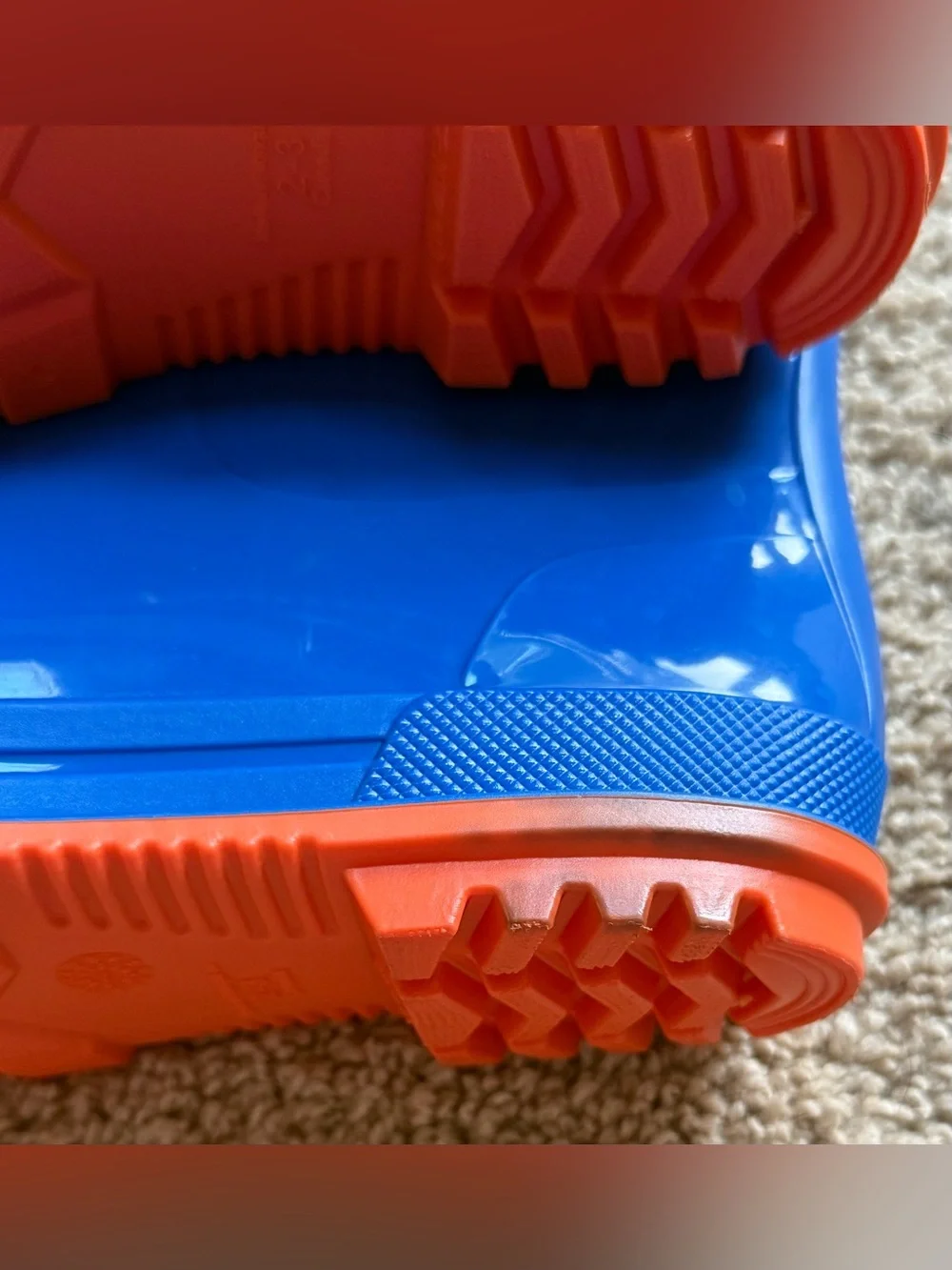 Kids Blue and Orange Rain Boots